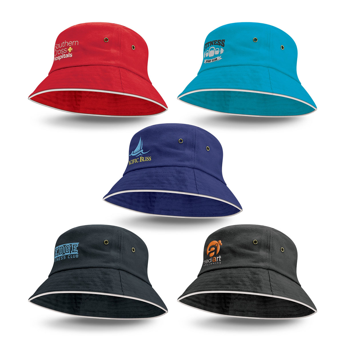 Promotional White Trim Bucket Hats